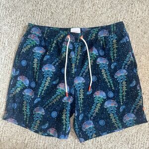 SWIMS Mens Medusa Jellyfish-Print SWIM TRUNK SHORT Size Small EUC 5.5" Inseam